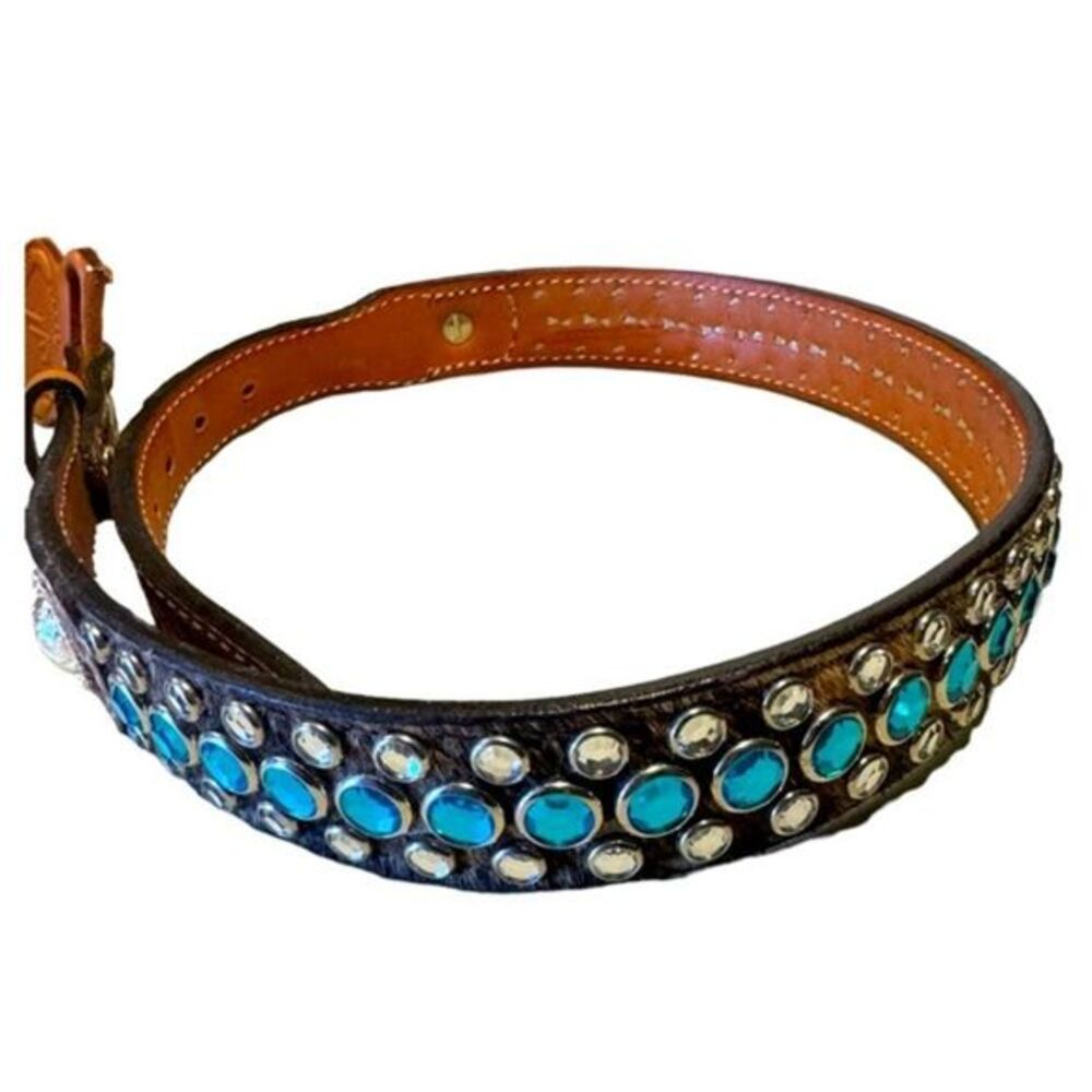 Double J Womenβsβ Rhinestone Leather Belt Size 30